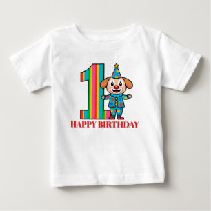Bunter Clown mit Regenbogen-Zahl Baby T-shirt