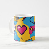 Bunter Comic-Nerd-Gamer-Pop-Art Kaffeetasse (Vorderseite Links)