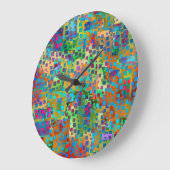 Bunter Confetti, mehrfarbige abstrakte w-Quadrate Große Wanduhr (Winkel)