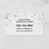 Bunter Confetti-Weiß-Hintergrund Visitenkarte (Rückseite)