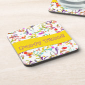 Bunter Confetti-Wurf-Hintergrund über Weiß Getränkeuntersetzer (Linke Seite)