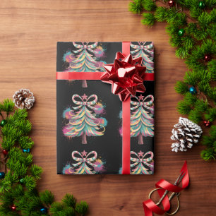 Bunter Coquette-Weihnachtsbaum Preppy Pink Xmas Geschenkpapier