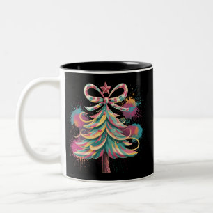 Bunter Coquette-Weihnachtsbaum Preppy Pink Xmas Zweifarbige Tasse