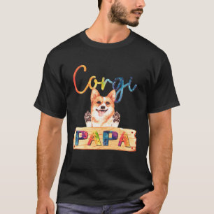 Bunter Corgi Papa Hundevater T-Shirt