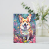 Bunter Corgi Postkarte (Stehend Vorderseite)