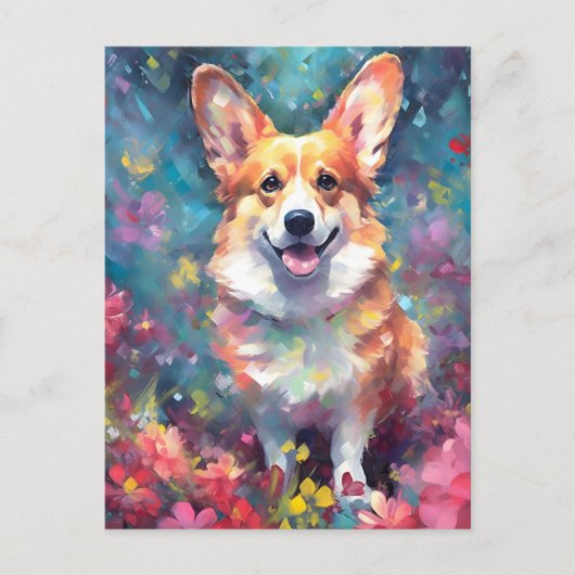 Bunter Corgi Postkarte (Vorderseite)