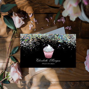Bunter Cupcake-Konfetti, Schwarz Visitenkarte
