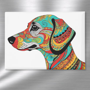 Bunter Dachshund Groovy Gemusterter Sausage Hund Magnet