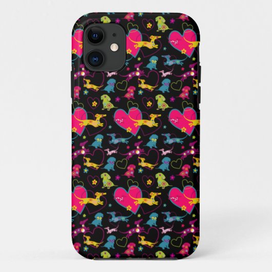 Bunter Dackel-Herz-Druck Case-Mate iPhone Hülle (Rückseite)