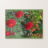 Bunter Dahlie-Blumen-Garten-Blumenpuzzlespiel Puzzle (Horizontal)