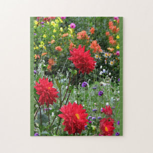 Bunter Dahlie-Blumen-Garten-Blumenpuzzlespiel Puzzle