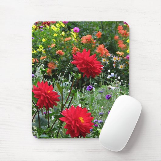 Bunter Dahlie-Blumen-Garten Mousepad (Mit Mouse)