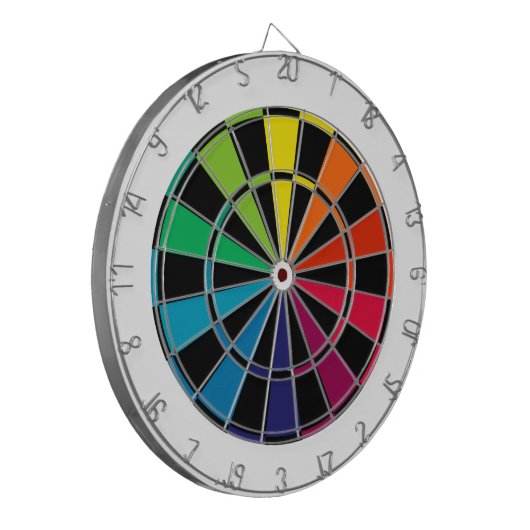 Bunter Dartscheibe-Regenbogen mit Schwarzem Dartscheibe (Vorderseite Links)