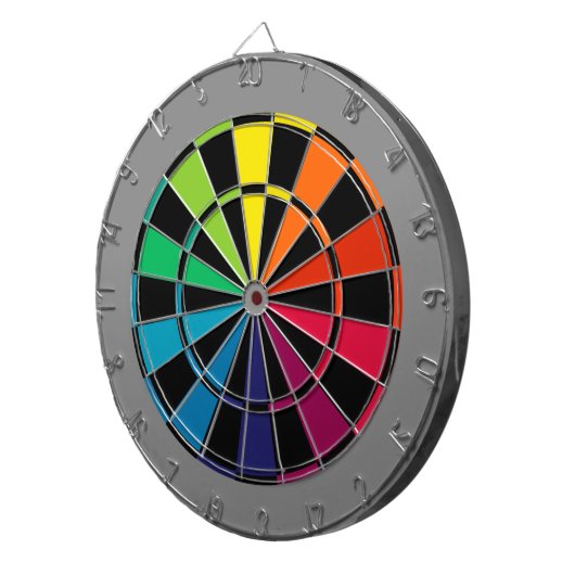 Bunter Dartscheibe-Regenbogen mit schwarzem Grau Dartscheibe (Vorderseite rechts)