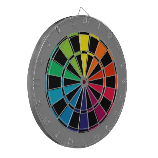 Bunter Dartscheibe-Regenbogen mit schwarzem Grau Dartscheibe (Vorderseite Links)