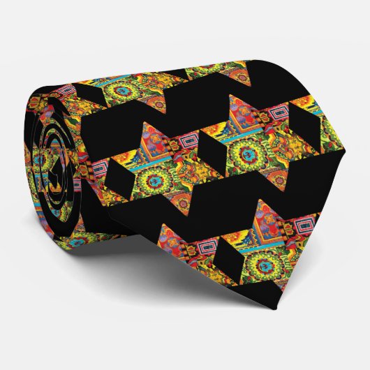 Bunter Davidsstern Krawatte (Gerollt)