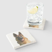 Bunter deutscher Shepherd-Marmor-Untersetzer Steinuntersetzer (Seitenansicht)