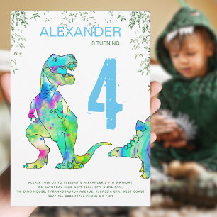 Bunter Dinosaurier-Geburtstagsparty Einladung