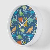 Bunter Dinosaurier mit Zahlen Wanduhr (Winkel)