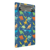 Bunter Dinosaurier personifizieren Mini Klemmbrett (Schrägansicht)