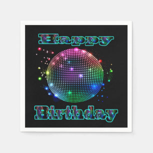 Bunter Disco-Ball-alles Gute zum Geburtstag auf Serviette