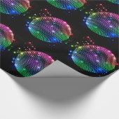 Bunter Disco-Ball auf schwarzem Geschenkpapier (Ecke)