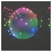 Bunter Disco-Ball-Druck auf schwarzem Gewebe Stoff (Nahaufnahme)