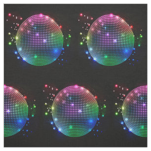 Bunter Disco-Ball-Druck auf schwarzem Gewebe Stoff