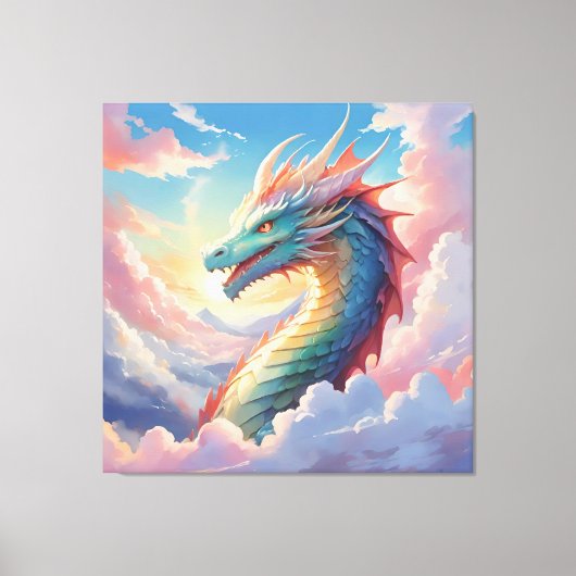 Bunter Drache am Himmel Leinwanddruck (Vorderseite)