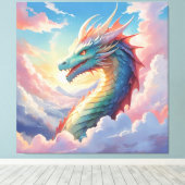 Bunter Drache am Himmel Leinwanddruck (Insitu (Holzboden))