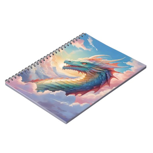 Bunter Drache am Himmel Notizblock (Linke Seite)