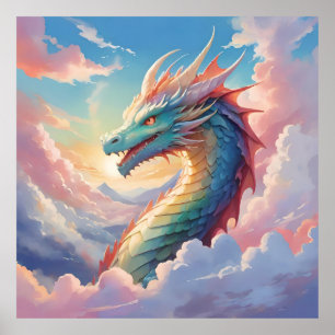 Bunter Drache am Himmel Poster