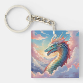 Bunter Drache am Himmel Schlüsselanhänger