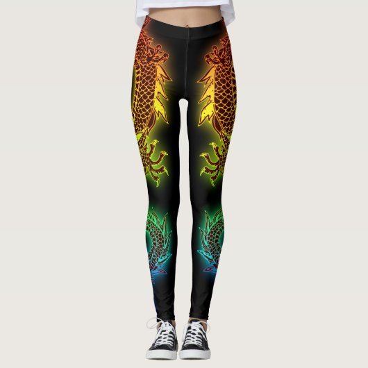 Bunter Drache Leggings (Vorderseite)