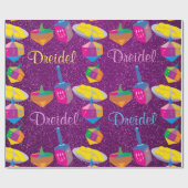 Bunter Dreidels lila Imitat-Glitzer Chanukka Geschenkpapier (Flach)