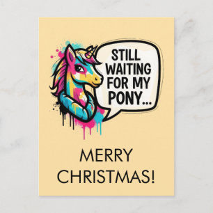 Bunter Einhorn wartet auf mein Pony Postkarte