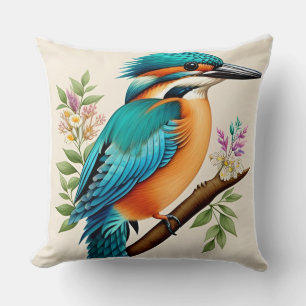 Bunter Eisvogel auf einem Ast Kissen