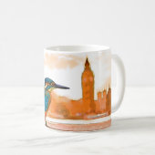 Bunter Eisvogel-Vogel mit London-Skylinen Kaffeetasse (VorderseiteRechts)