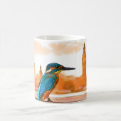 Bunter Eisvogel-Vogel mit London-Skylinen Kaffeetasse (Mittel)