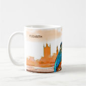 Bunter Eisvogel-Vogel mit London-Skylinen Kaffeetasse (Links)