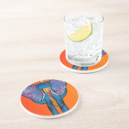 Bunter Elefant auf Sandstein-Untersetzer Getränkeuntersetzer (Seite)