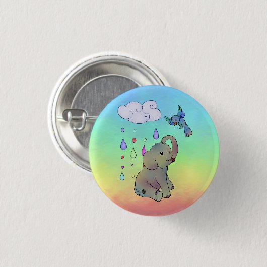 Bunter Elefant Button (Vorne & Hinten)