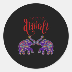 Bunter Elefant Glückliches Deepavali Diwali für Hi Runder Aufkleber