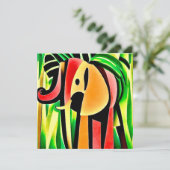 Bunter Elefant Karte (Stehend Vorderseite)