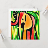Bunter Elefant Karte (Vorderseite/Rückseite Beispiel)