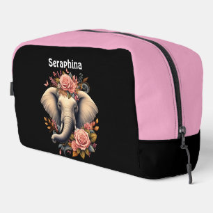 Bunter Elefant mit Blumenmotiven Waschbeutel