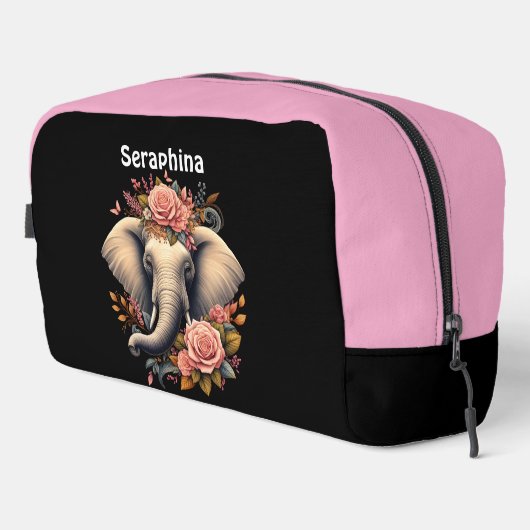 Bunter Elefant mit Blumenmotiven Waschbeutel (Rechte Ecke)