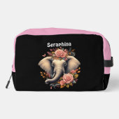 Bunter Elefant mit Blumenmotiven Waschbeutel (Rückseite)