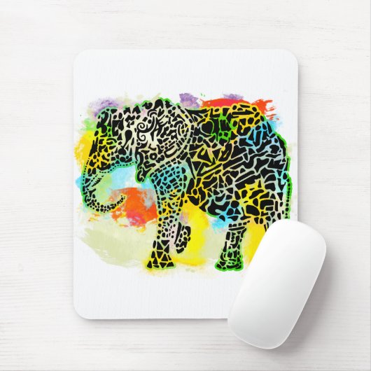 Bunter Elefant Mousepad (Mit Mouse)