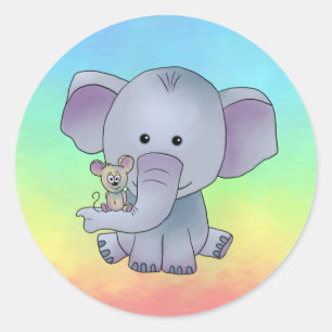 Bunter Elefant  Runder Aufkleber